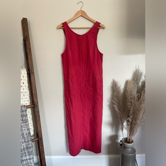 L.L. Bean | Vintage 90’s Linen Blend Lagenlook Nantucket Red Jumper Dress - Picture 1 of 12